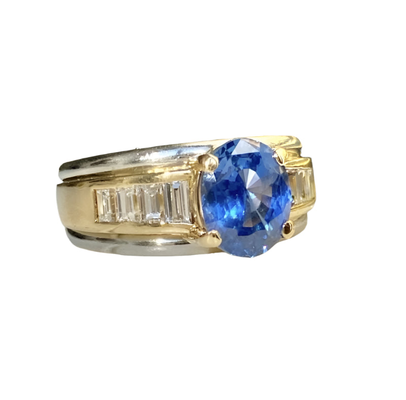 Bague en or jaune et blanc 18K saphir et diamants - Castafiore