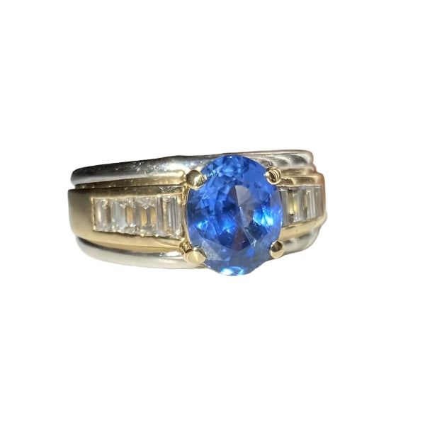 Bague en or jaune et blanc 18K saphir et diamants - Castafiore