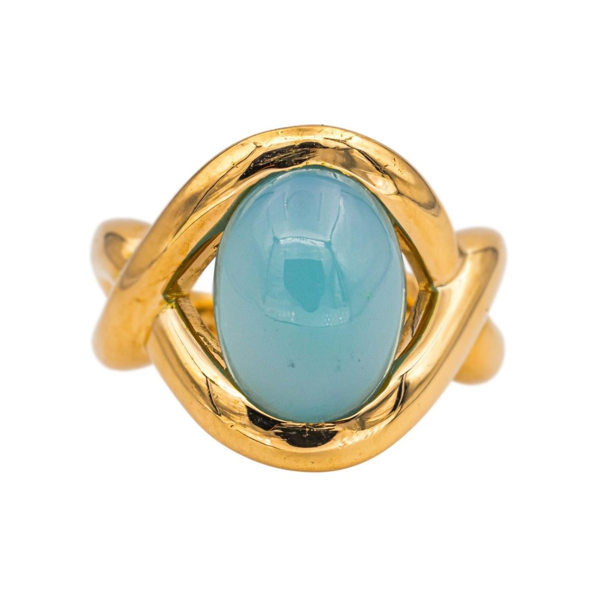Bague en or jaune et chrysoprase - Castafiore