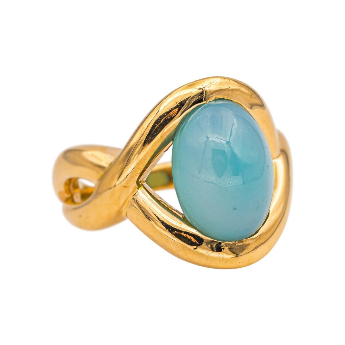 Bague en or jaune et chrysoprase - Castafiore