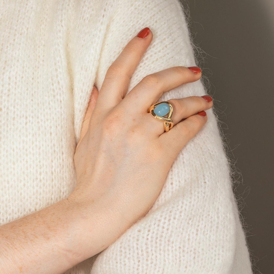 Bague en or jaune et chrysoprase - Castafiore