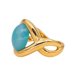 Bague en or jaune et chrysoprase - Castafiore