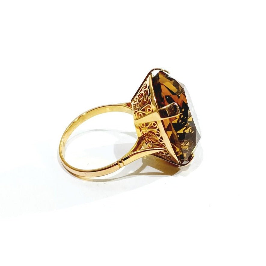 Bague en or jaune et citrine - Castafiore