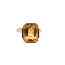 Bague en or jaune et citrine à pans coupés - Castafiore