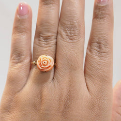 Bague en or jaune et corail - Castafiore