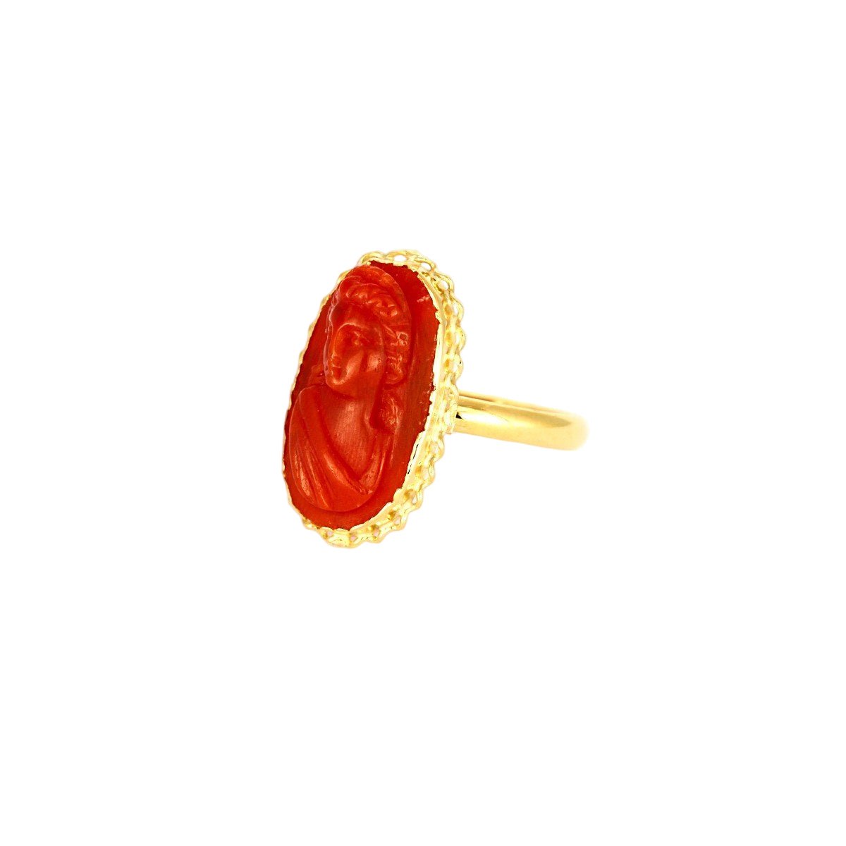 Bague en or jaune et corail - Castafiore