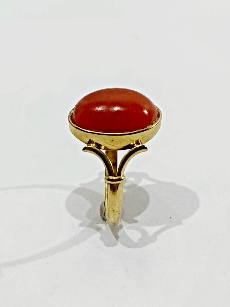 Bague en or jaune et corail rouge - Castafiore