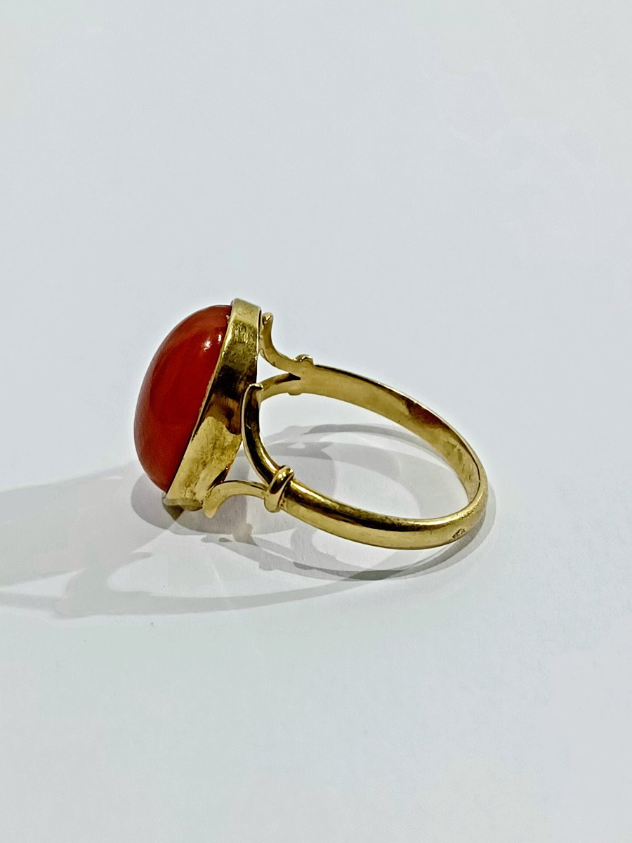 Bague en or jaune et corail rouge - Castafiore