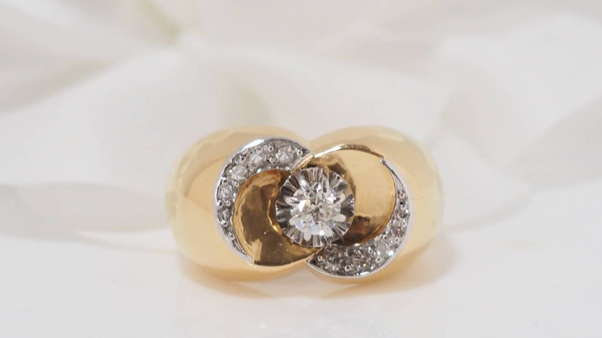 Bague en or jaune et diamants - Castafiore