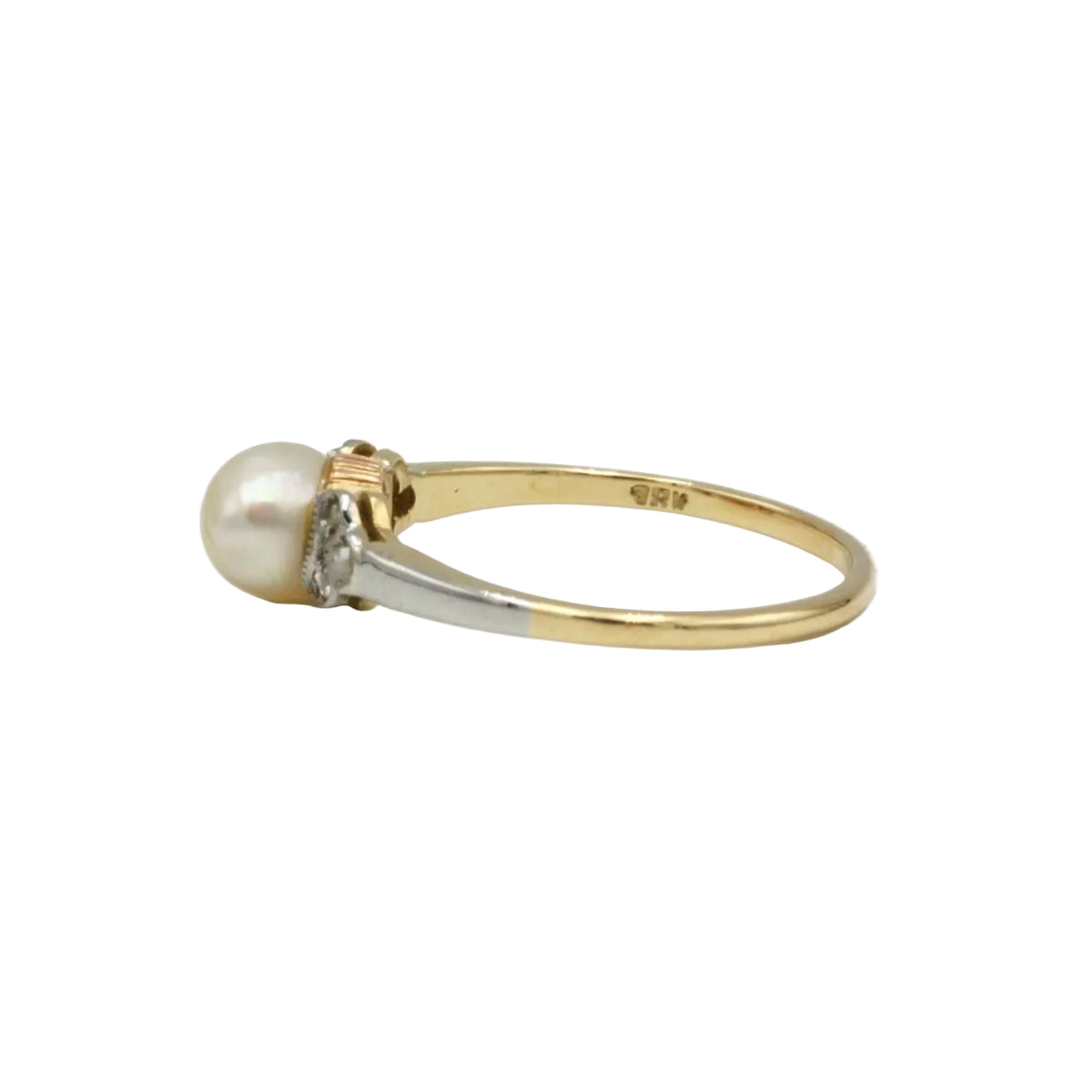 Bague en or jaune et diamants perle - Castafiore