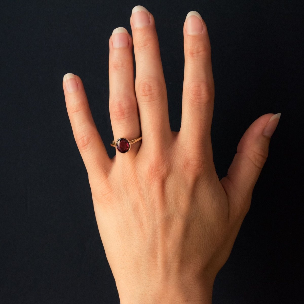 Bague en or jaune et grenat rhodolite - Castafiore