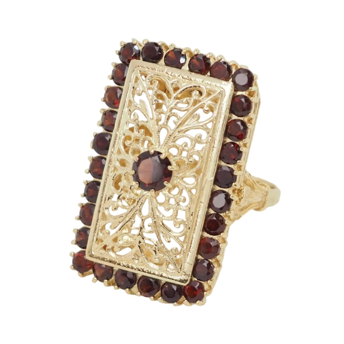 Bague en or jaune et grenats - Castafiore