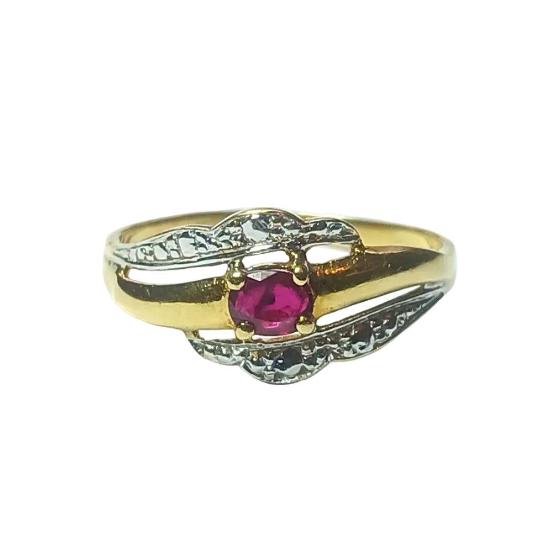 Bague en or jaune et gris, rubis - Castafiore