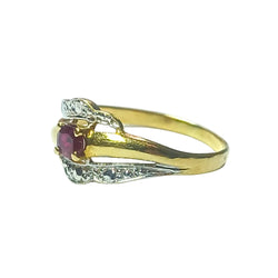 Bague en or jaune et gris, rubis - Castafiore