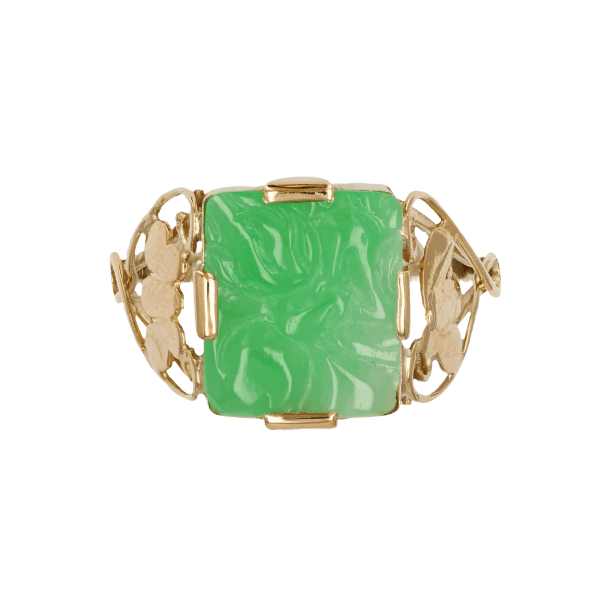 Bague en or jaune et jade - Castafiore