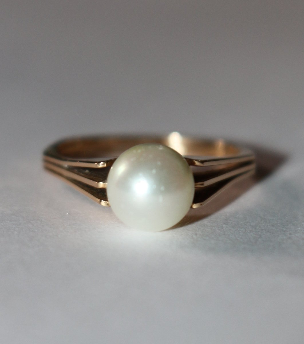 Bague en or jaune et perle de culture - Castafiore
