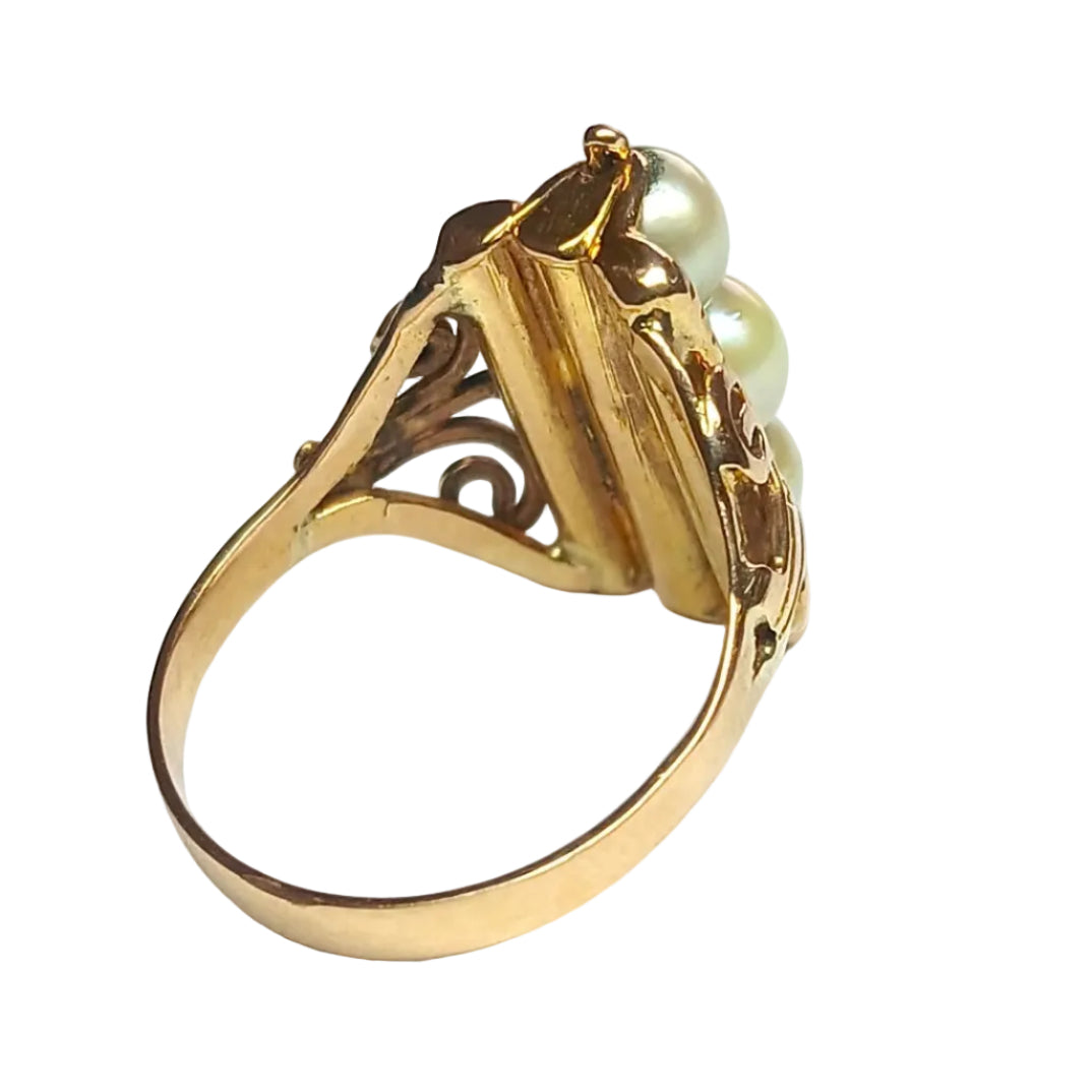 Bague en or jaune et perles de culture, vers 1950 - Castafiore