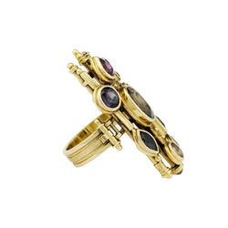 Bague en or jaune et pierres polychromes - Castafiore