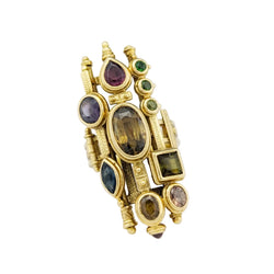 Bague en or jaune et pierres polychromes - Castafiore