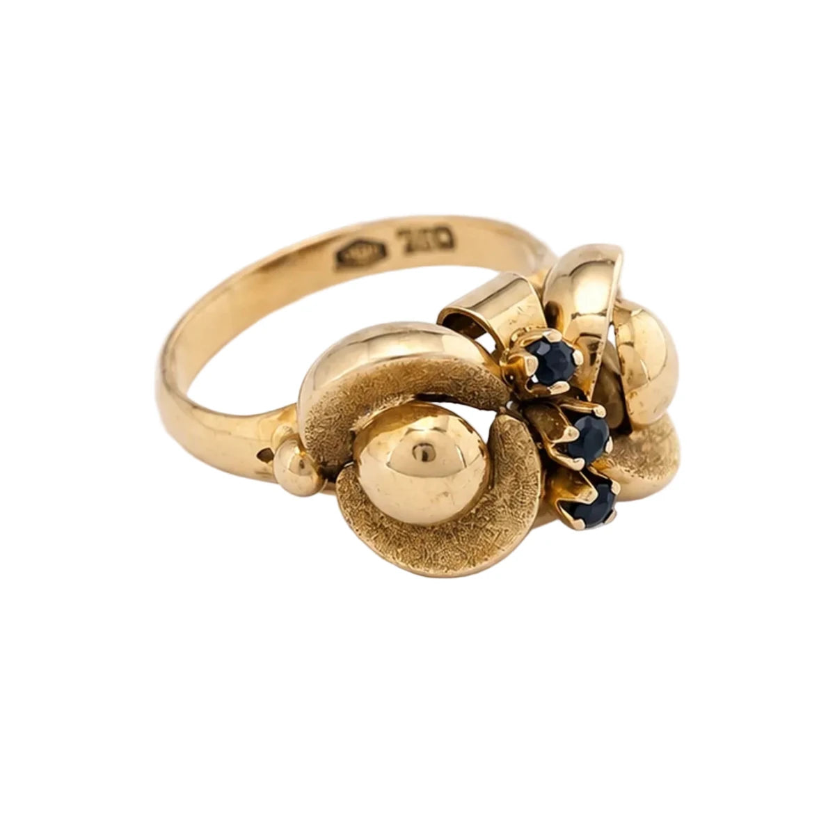 Bague en or jaune et saphirs - Castafiore