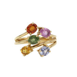 Bague en or jaune et saphirs de couleur - Castafiore