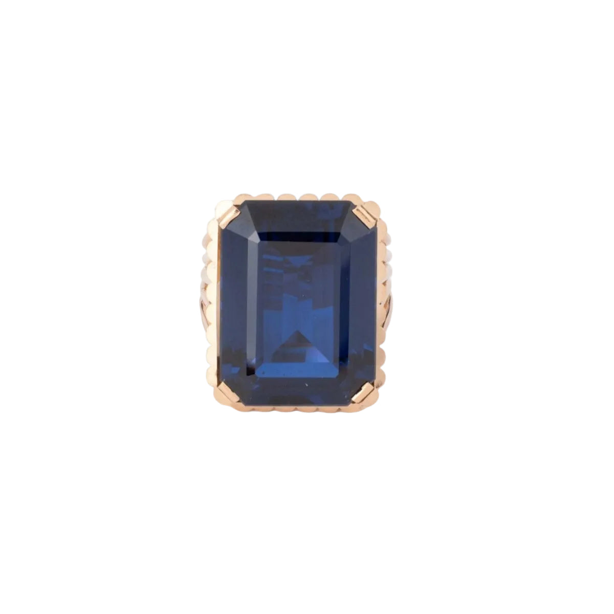 Bague en or jaune et spinelle bleue - Castafiore