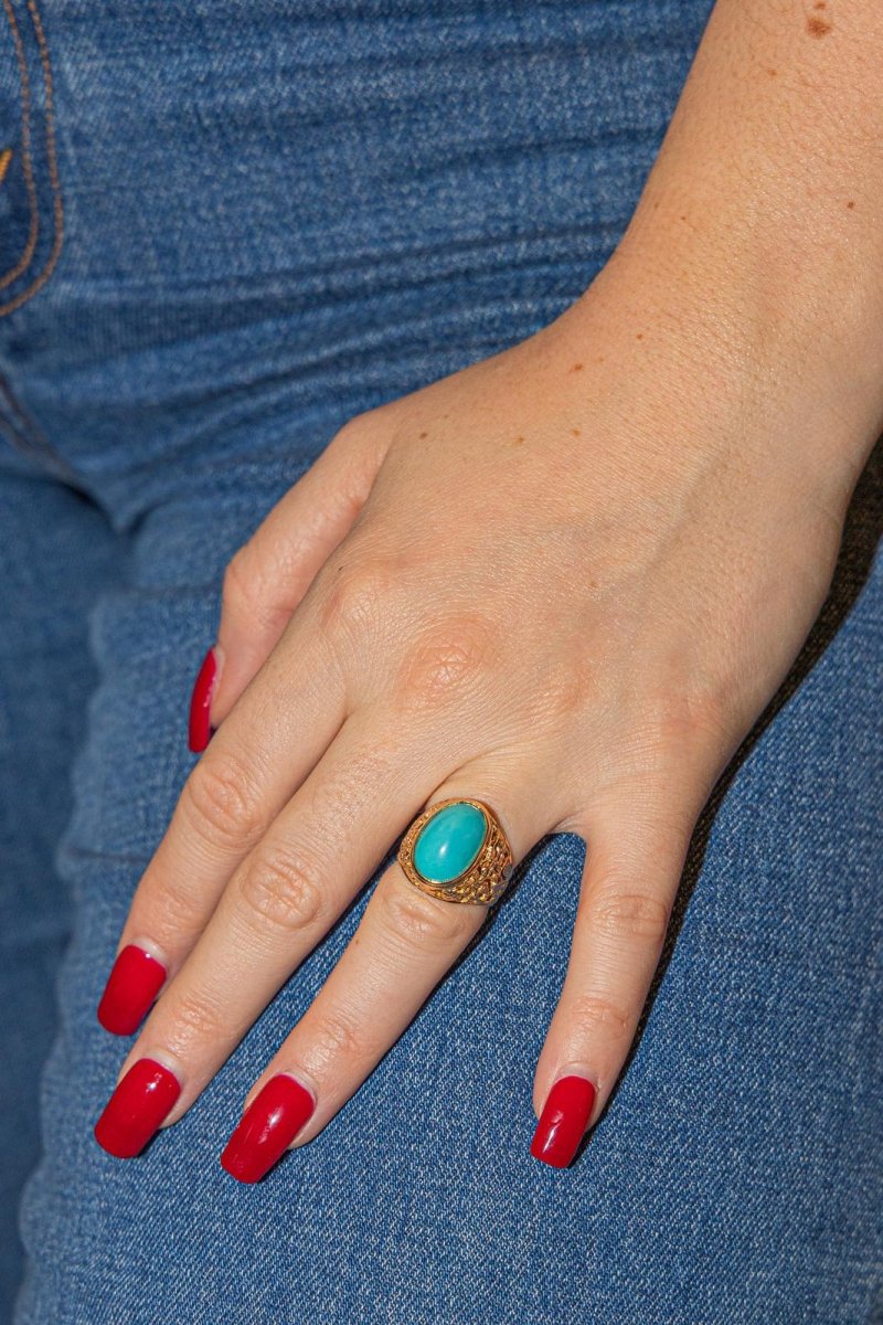 Bague en Or jaune et Turquoise - Castafiore