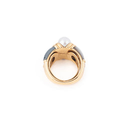 Bague en or jaune, hématite et nacre - Castafiore