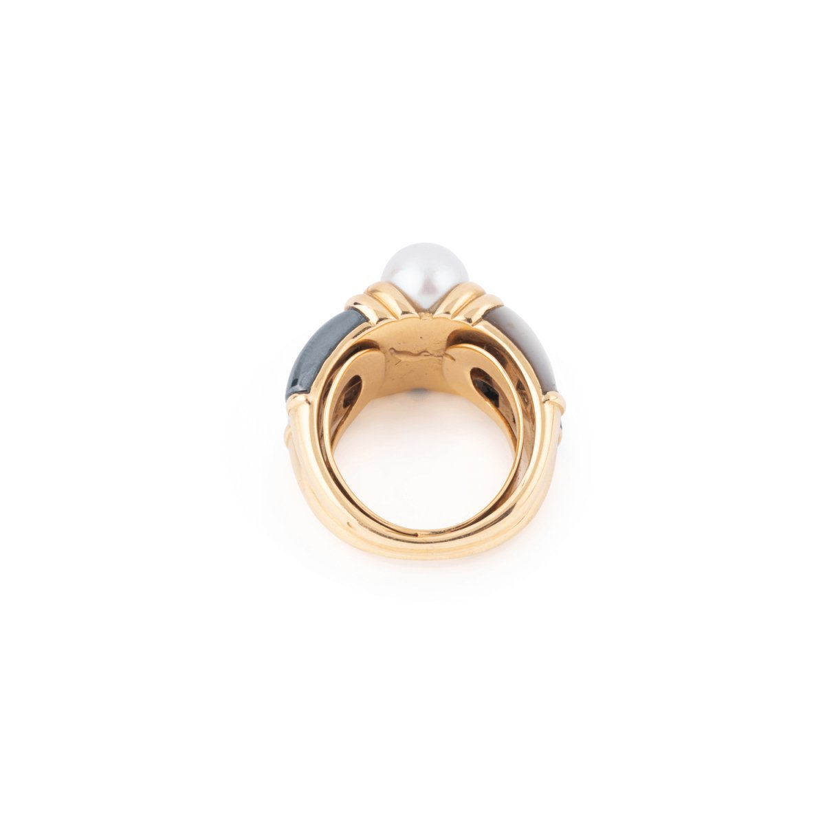 Bague en or jaune, hématite et nacre - Castafiore