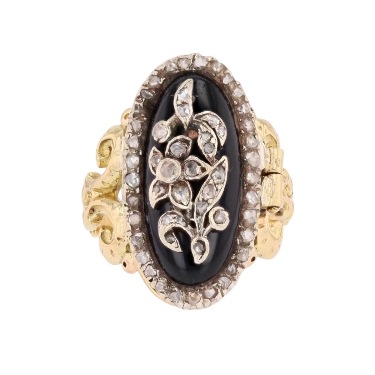 Bague en or jaune, onyx et diamants - Castafiore