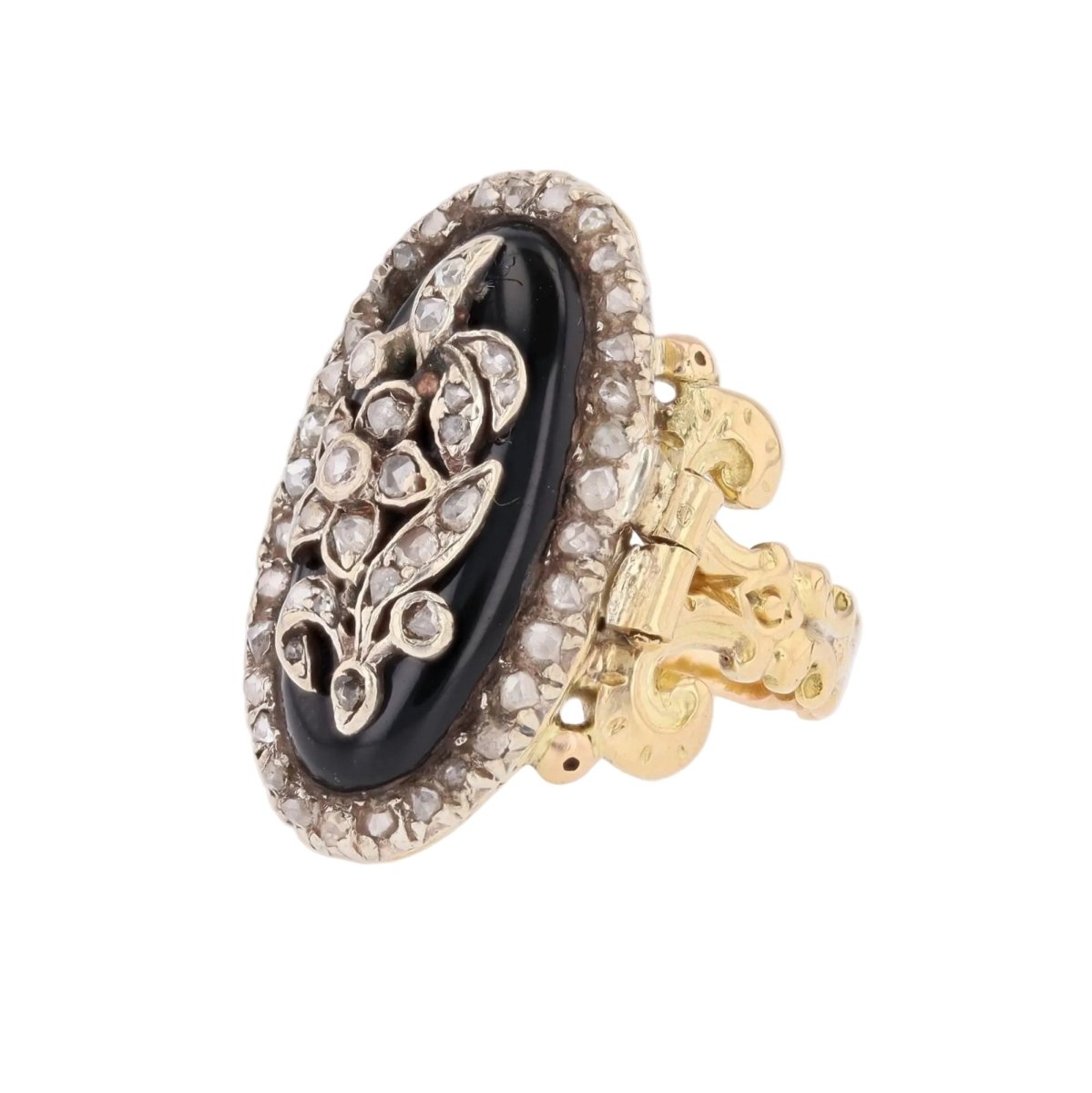 Bague en or jaune, onyx et diamants - Castafiore