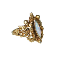 Bague en or jaune, opale et diamants - Castafiore