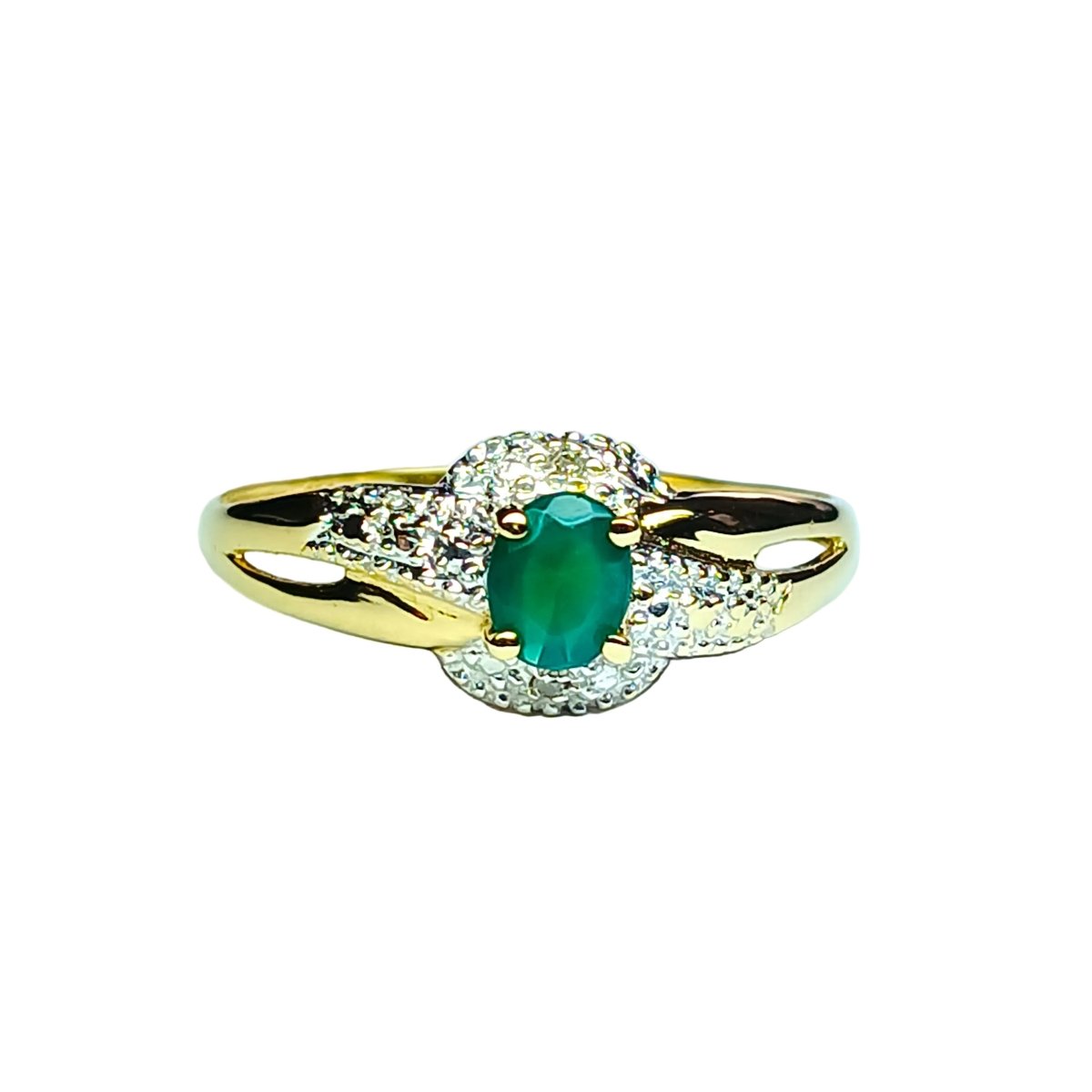 Bague en or jaune, or blanc, émeraude et diamants - Castafiore