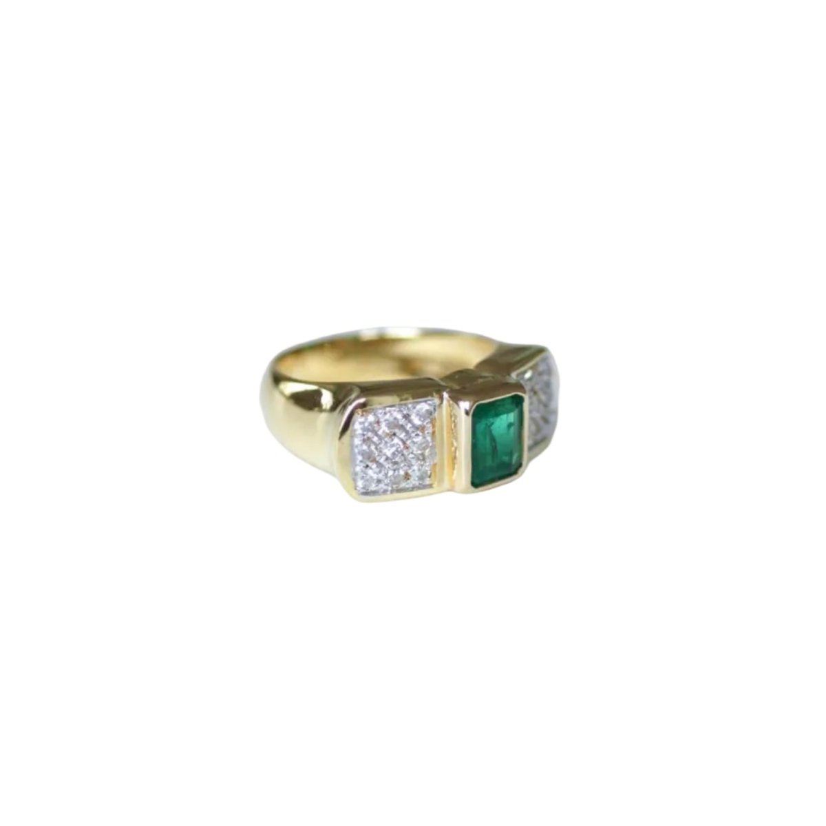 Bague en or jaune, or blanc, émeraude, et diamants - Castafiore