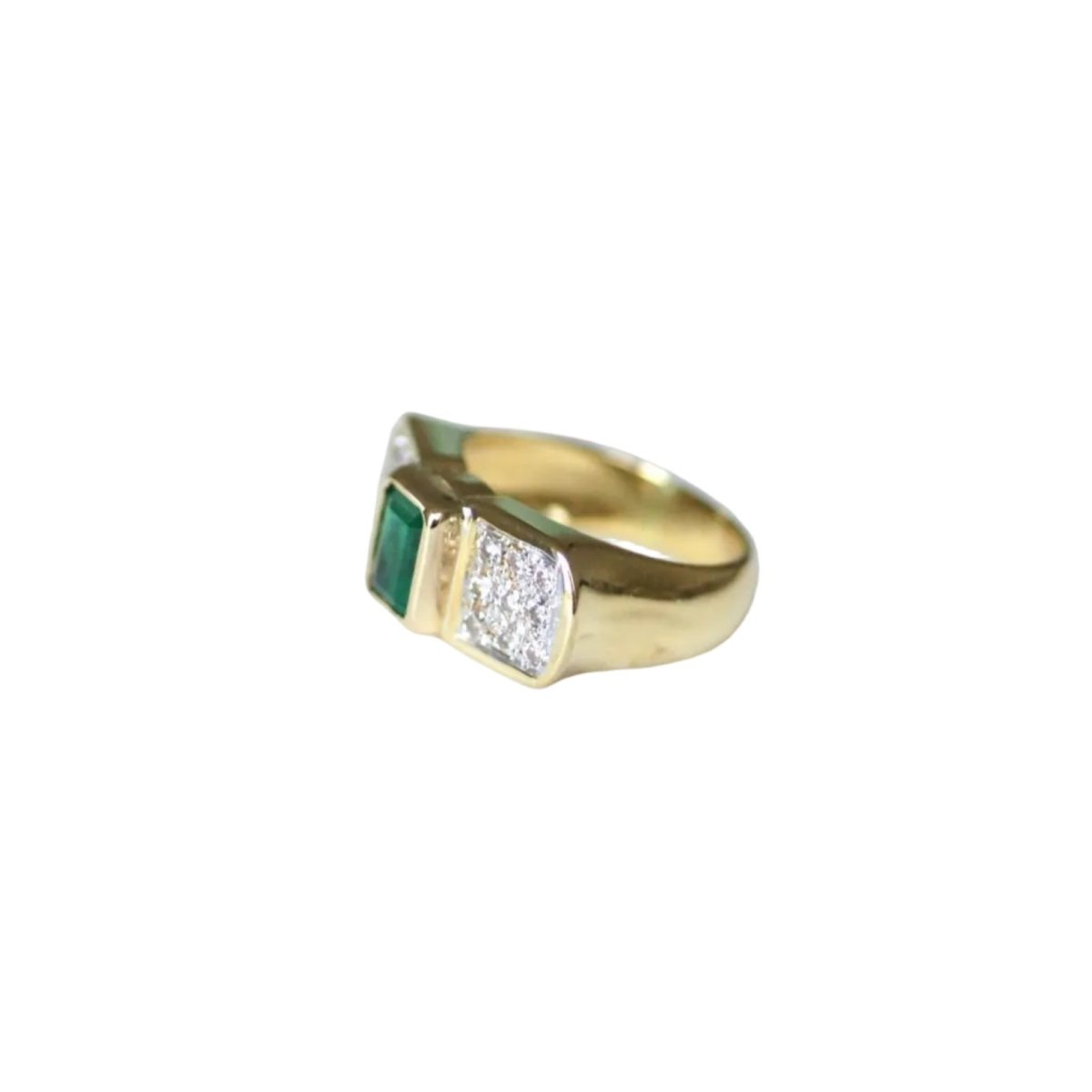 Bague en or jaune, or blanc, émeraude, et diamants - Castafiore