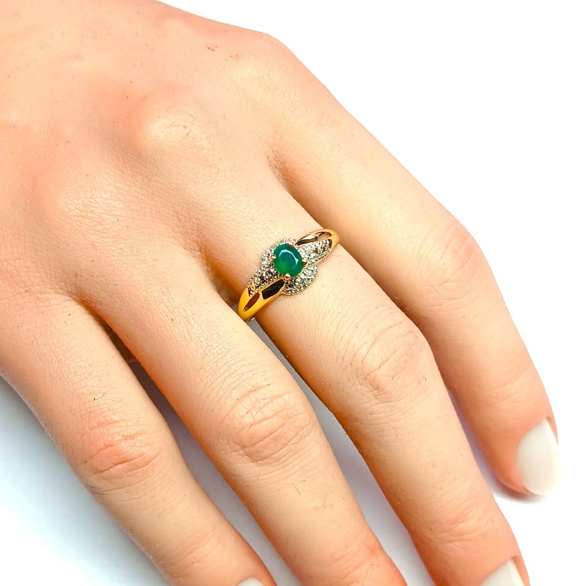 Bague en or jaune, or blanc, émeraude et diamants - Castafiore