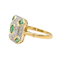 Bague en or jaune, or blanc, émeraudes et diamants - Castafiore
