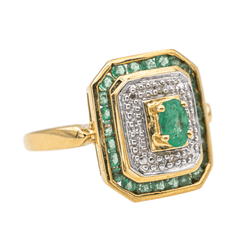 Bague en or jaune, or blanc, émeraudes et diamants - Castafiore