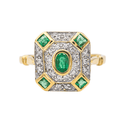 Bague en or jaune, or blanc, émeraudes et diamants - Castafiore