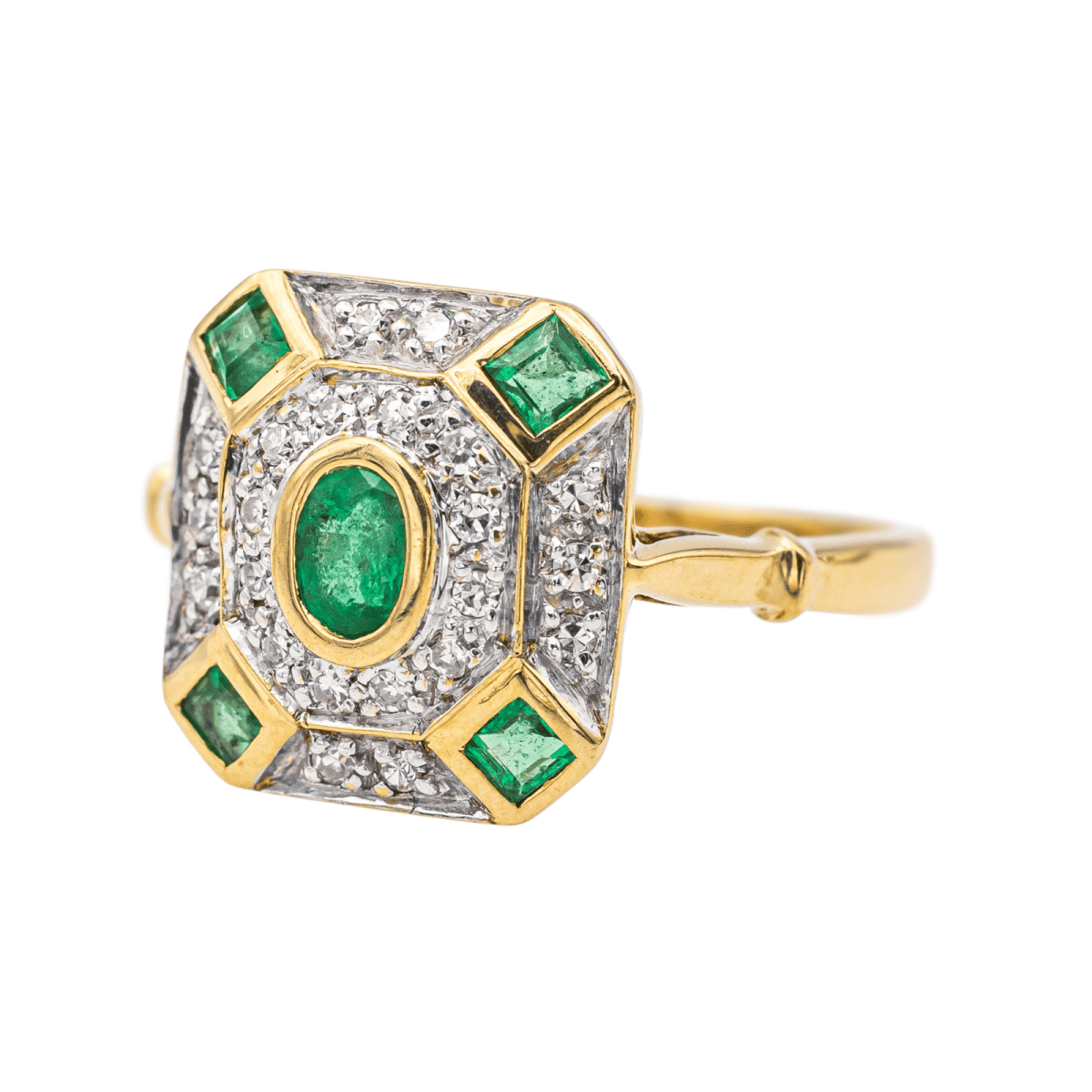 Bague en or jaune, or blanc, émeraudes et diamants - Castafiore