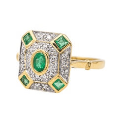 Bague en or jaune, or blanc, émeraudes et diamants - Castafiore