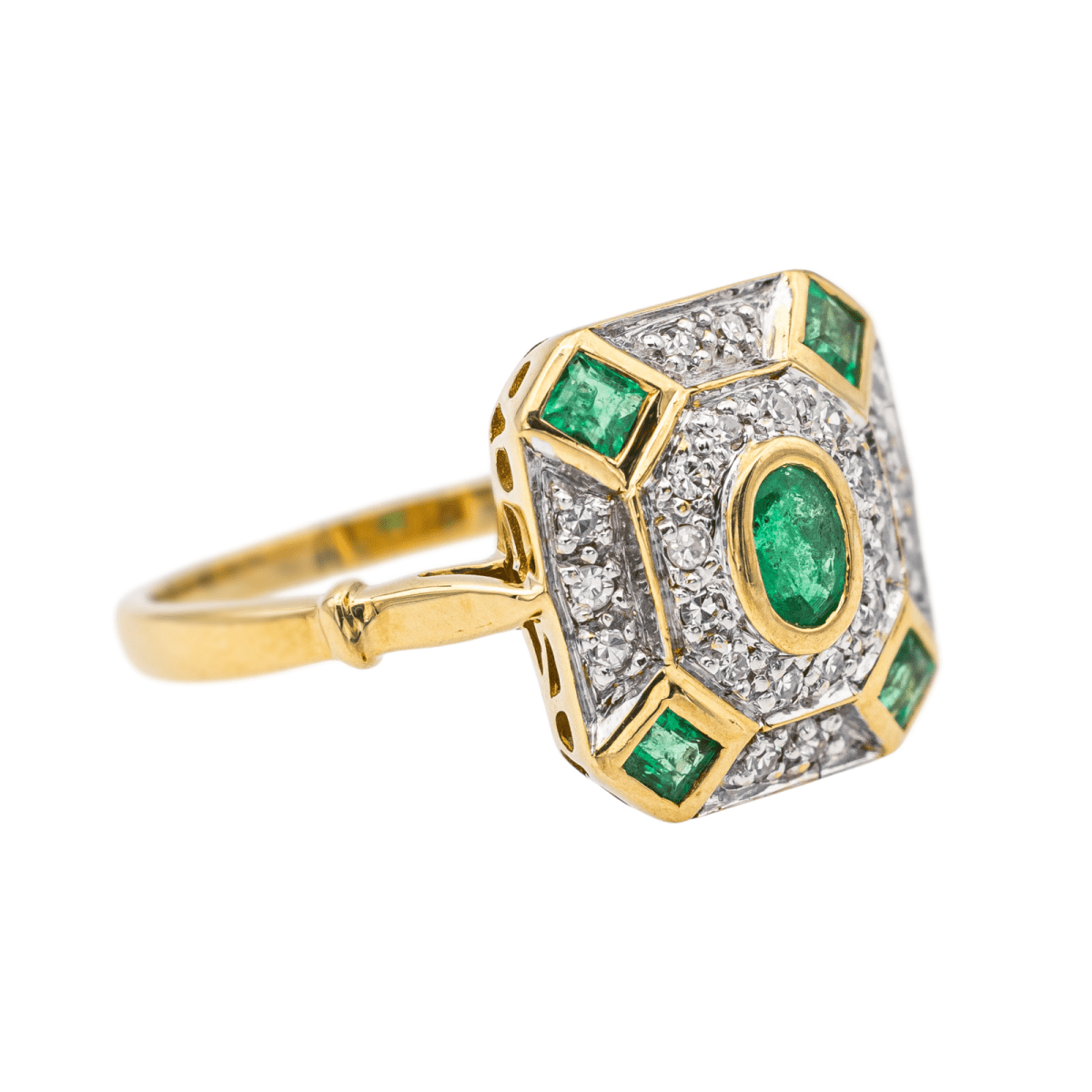 Bague en or jaune, or blanc, émeraudes et diamants - Castafiore