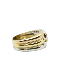 Bague en or jaune, or blanc, or rose, saphir et diamants - Castafiore