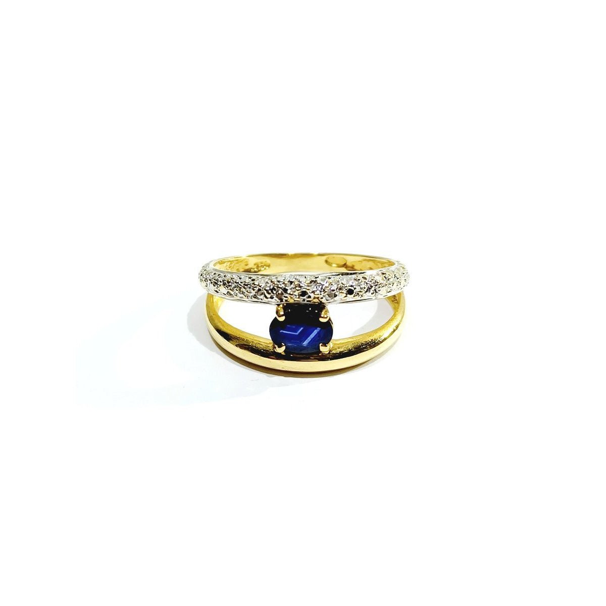Bague en or jaune, or blanc, saphir et diamants - Castafiore