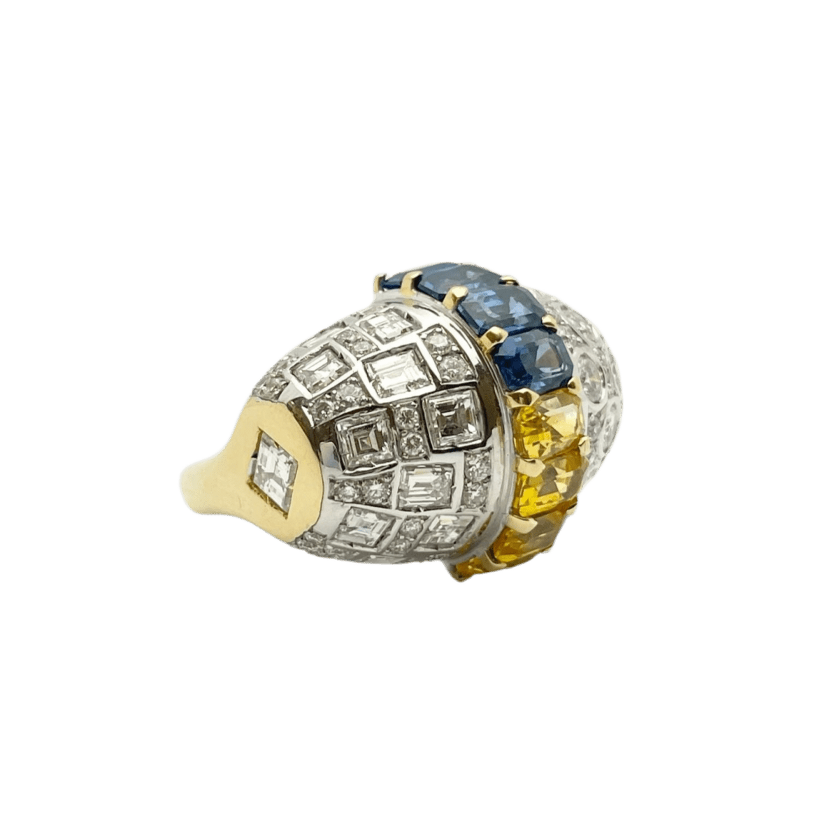 Bague en or jaune, or blanc, saphirs et diamants - Castafiore