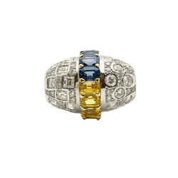 Bague en or jaune, or blanc, saphirs et diamants - Castafiore