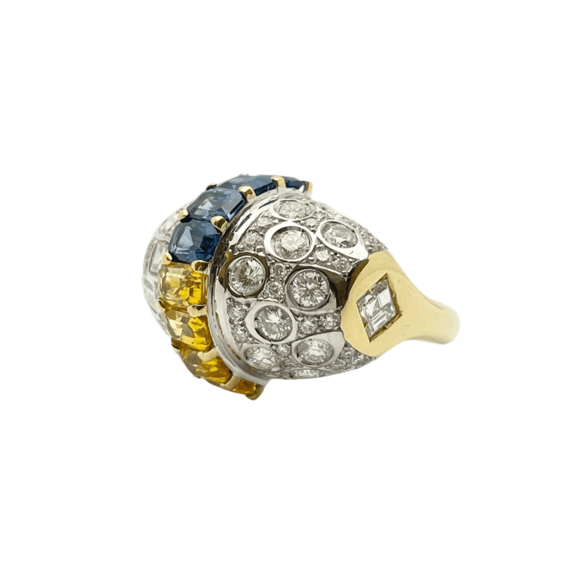 Bague en or jaune, or blanc, saphirs et diamants - Castafiore