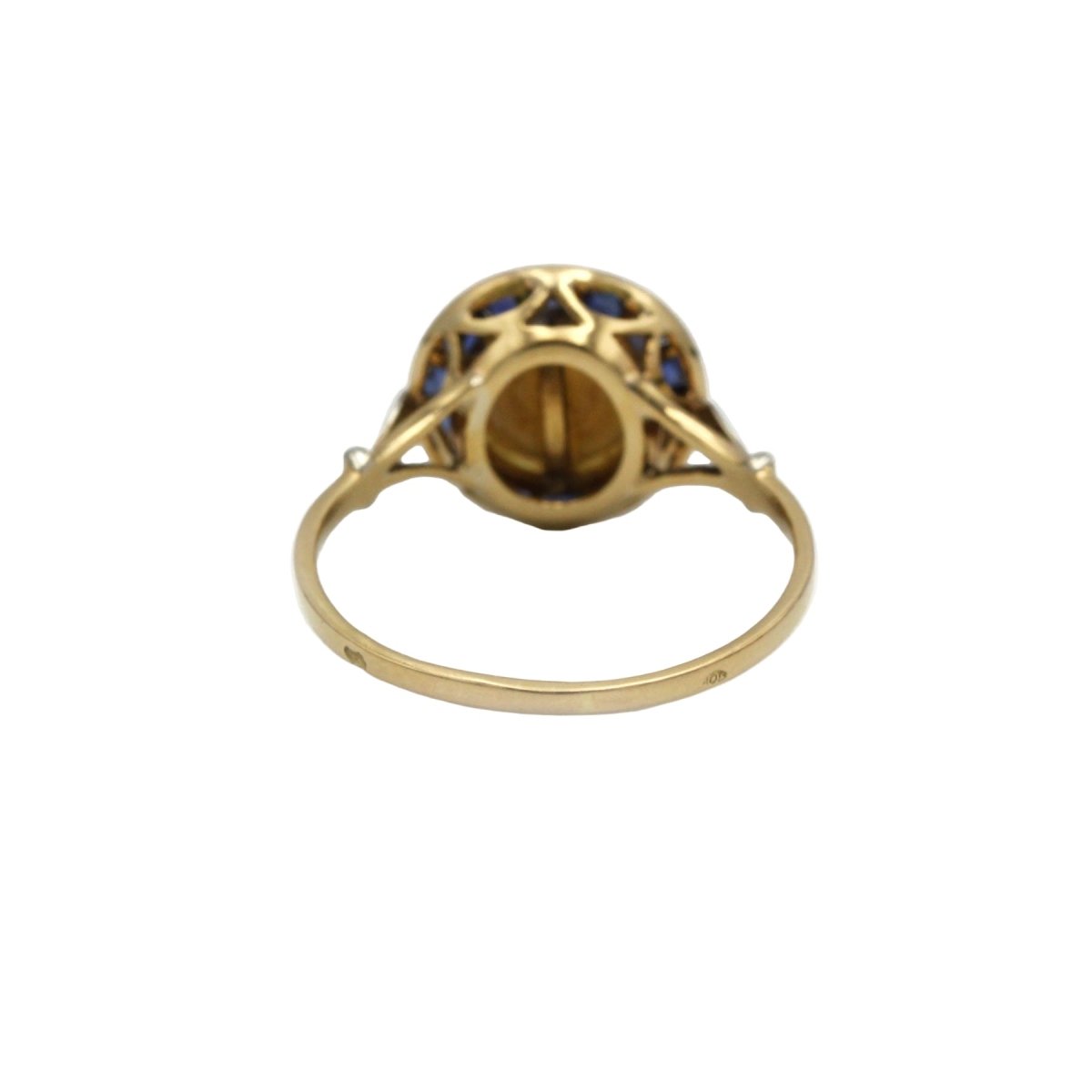 Bague en or jaune, or blanc, saphirs, et perle - Castafiore