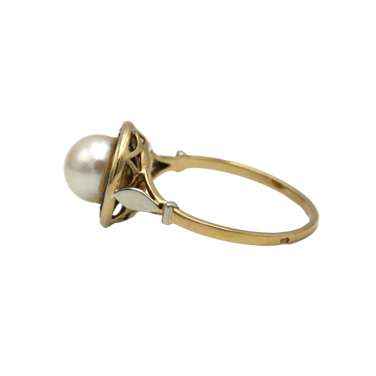 Bague en or jaune, or blanc, saphirs, et perle - Castafiore