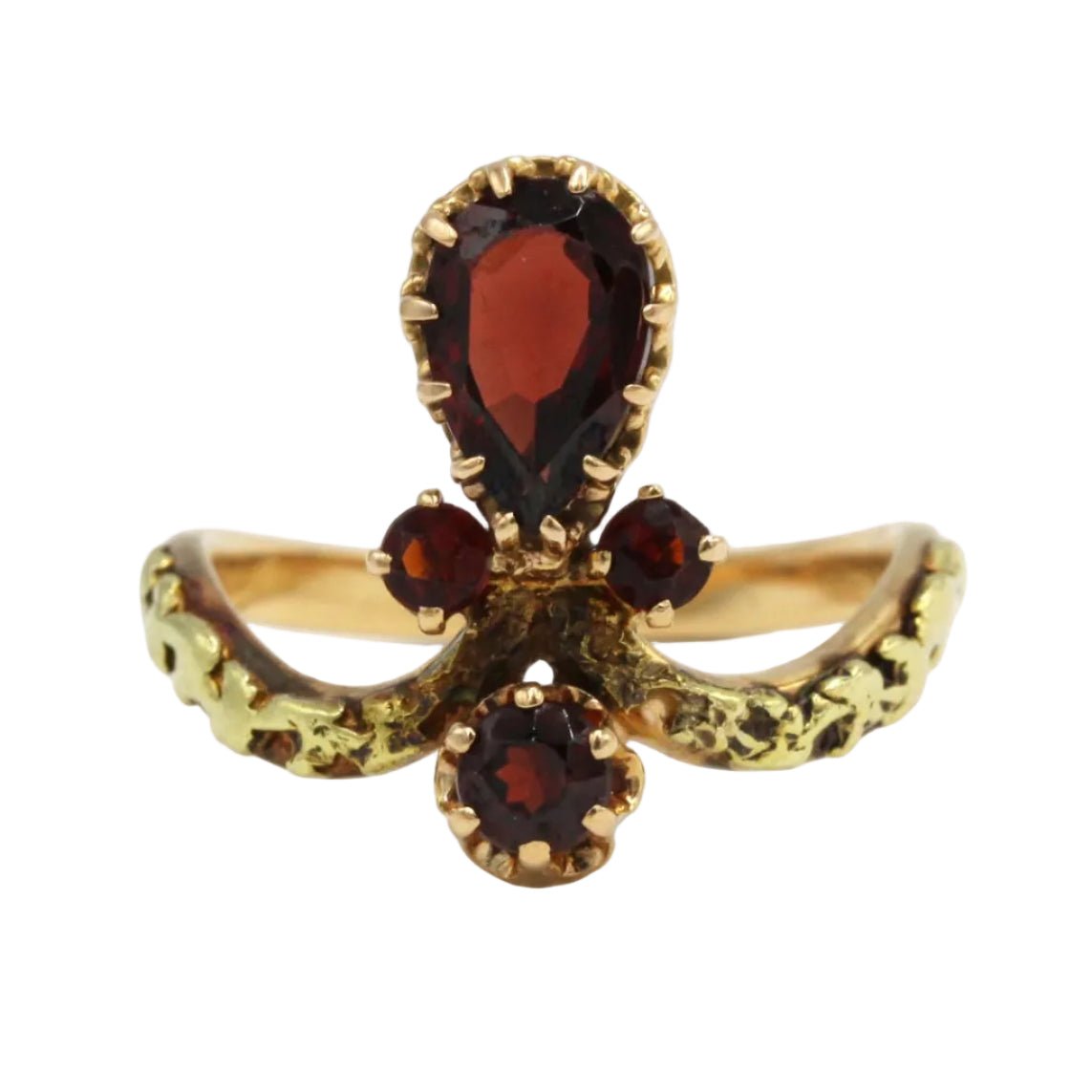 Bague en or jaune, or rose et grenats - Castafiore